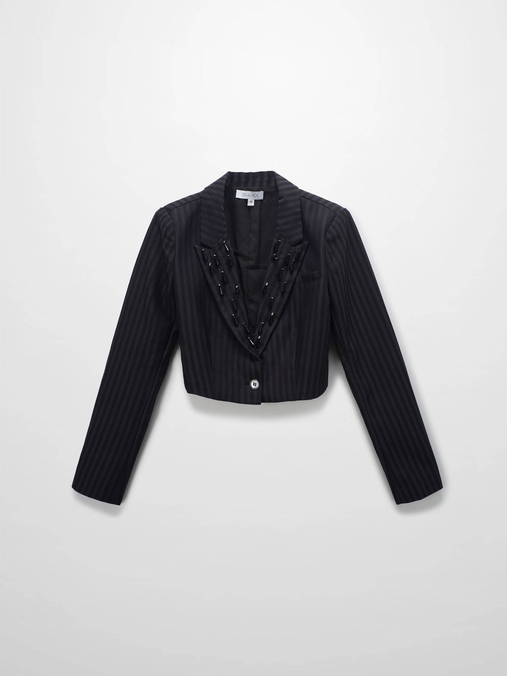 Herringbone The Moment Crop Beaded Blazer