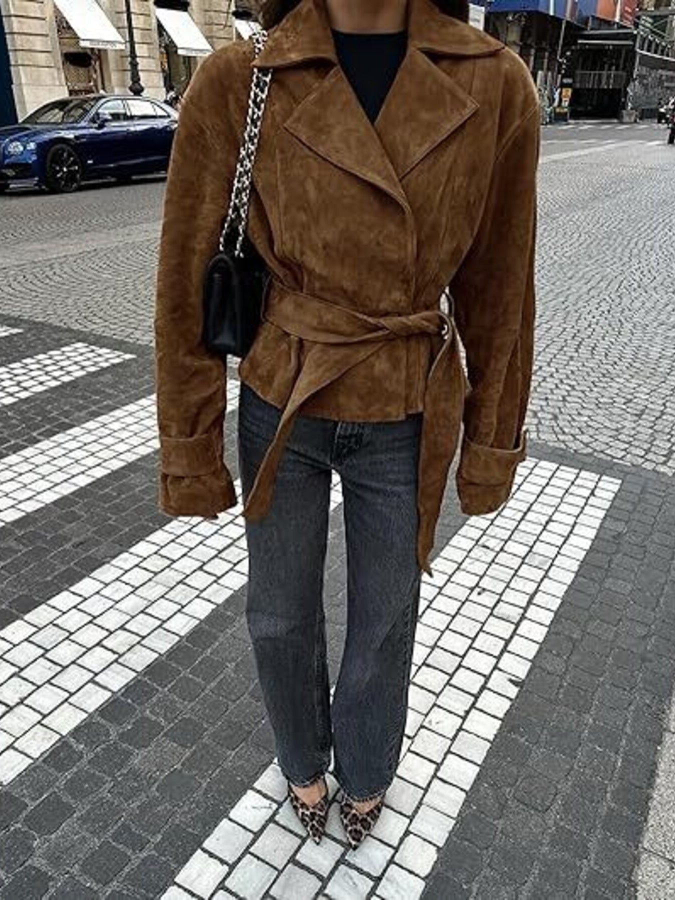 Soy Latte Suede Tie Waist Jacket