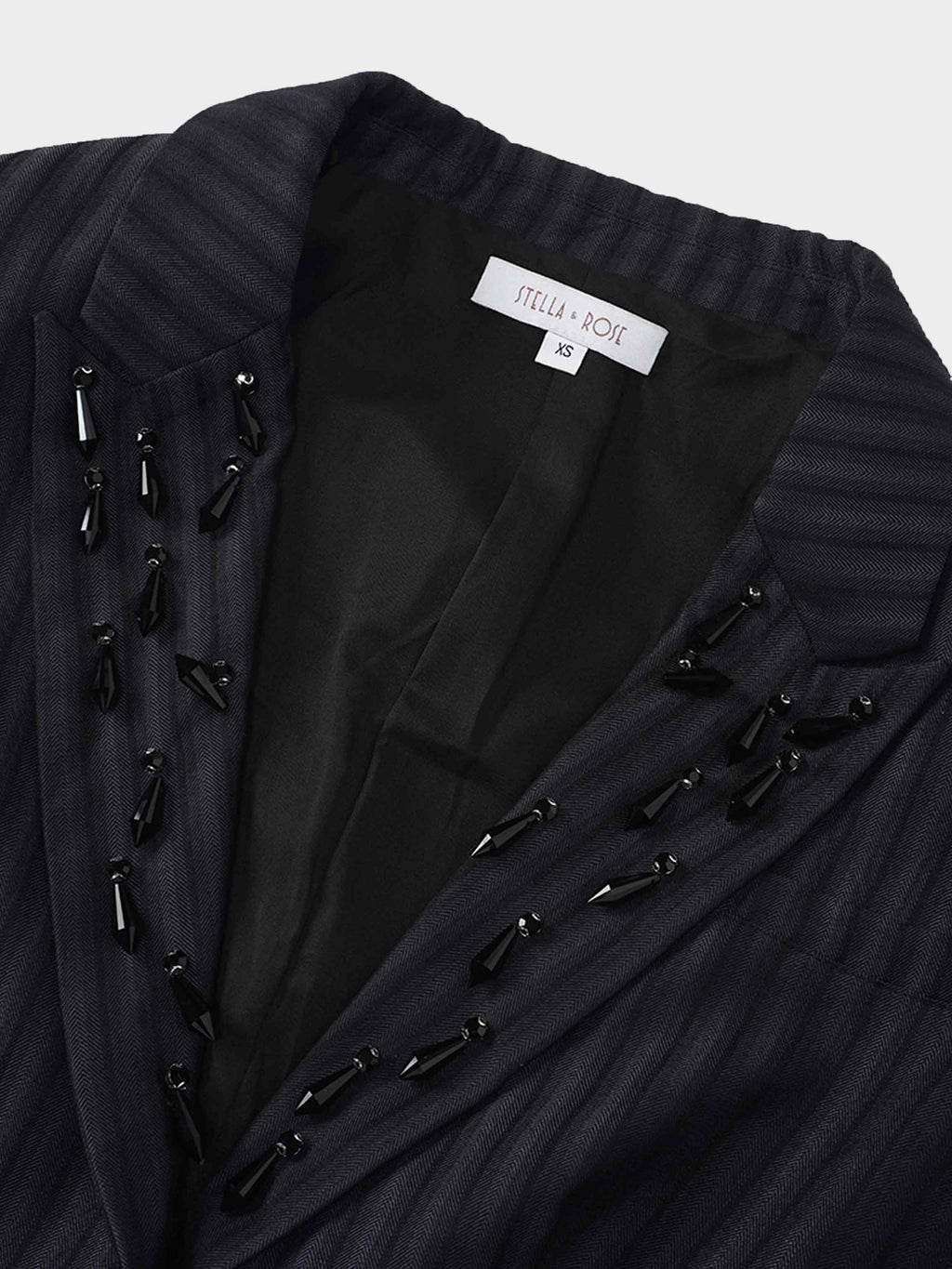 Herringbone The Moment Crop Beaded Blazer
