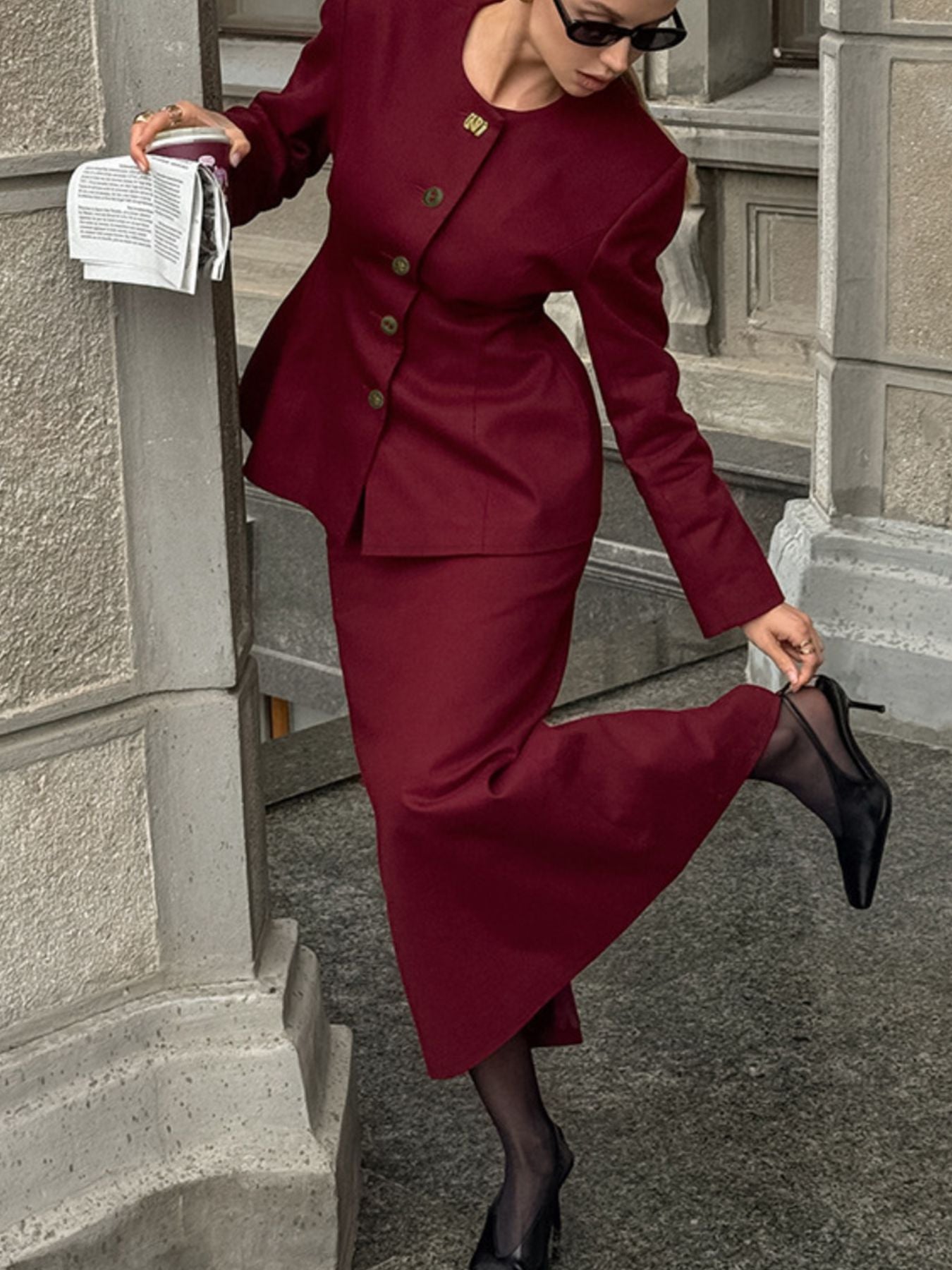 Decisions Made Peplum Blazer & Skirt Set