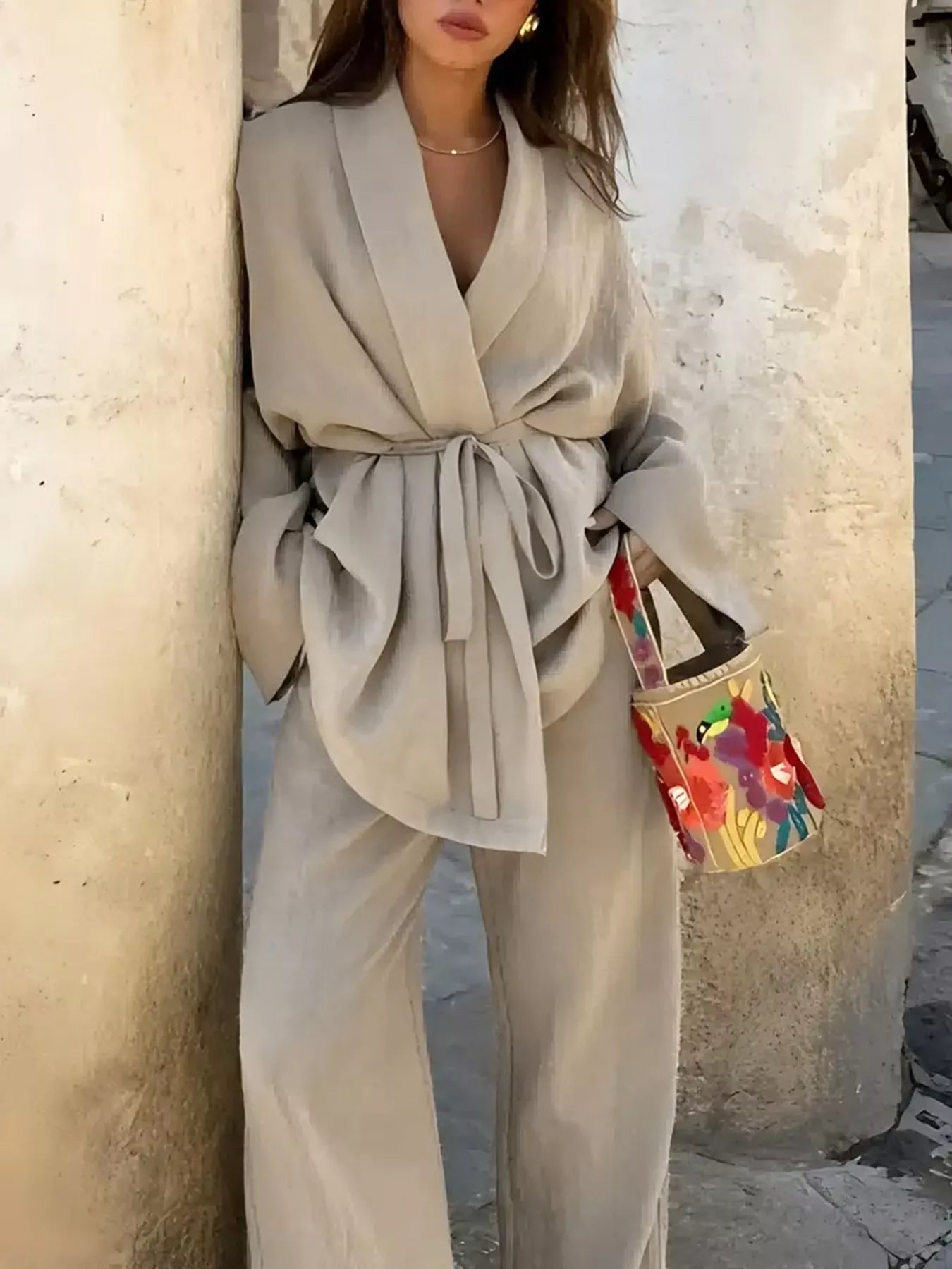 Business On The Beach Long Sleeve Blazer and Pants Set