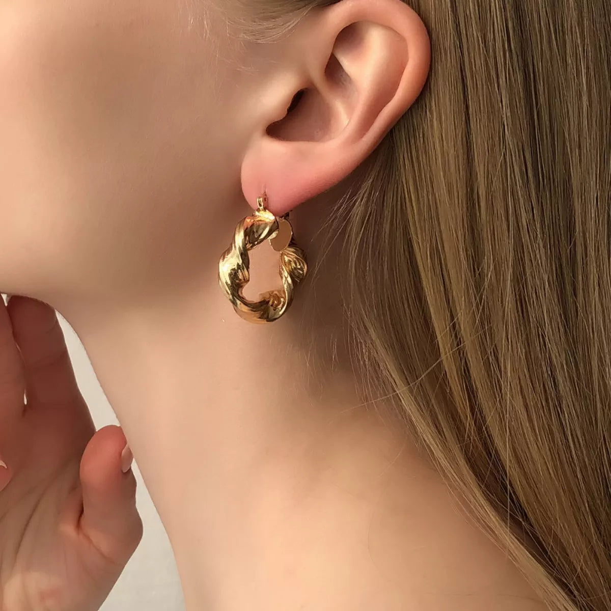 Crinkled Chrome Earrings