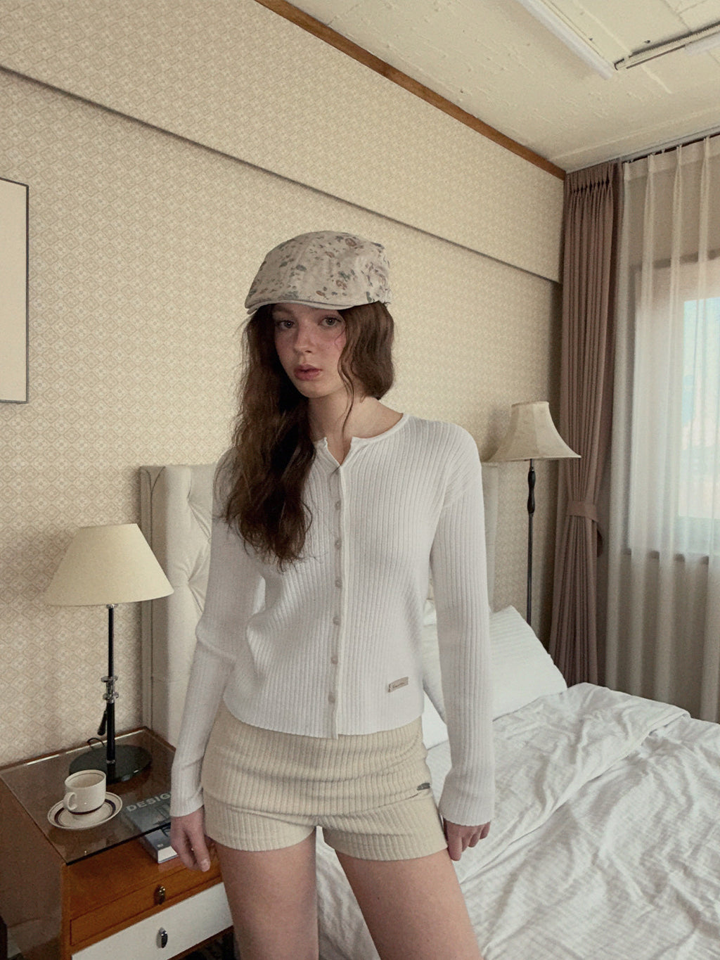 Simple Girl Button Ribbed Cardigan-0