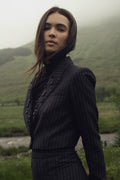 Herringbone The Moment Crop Beaded Blazer