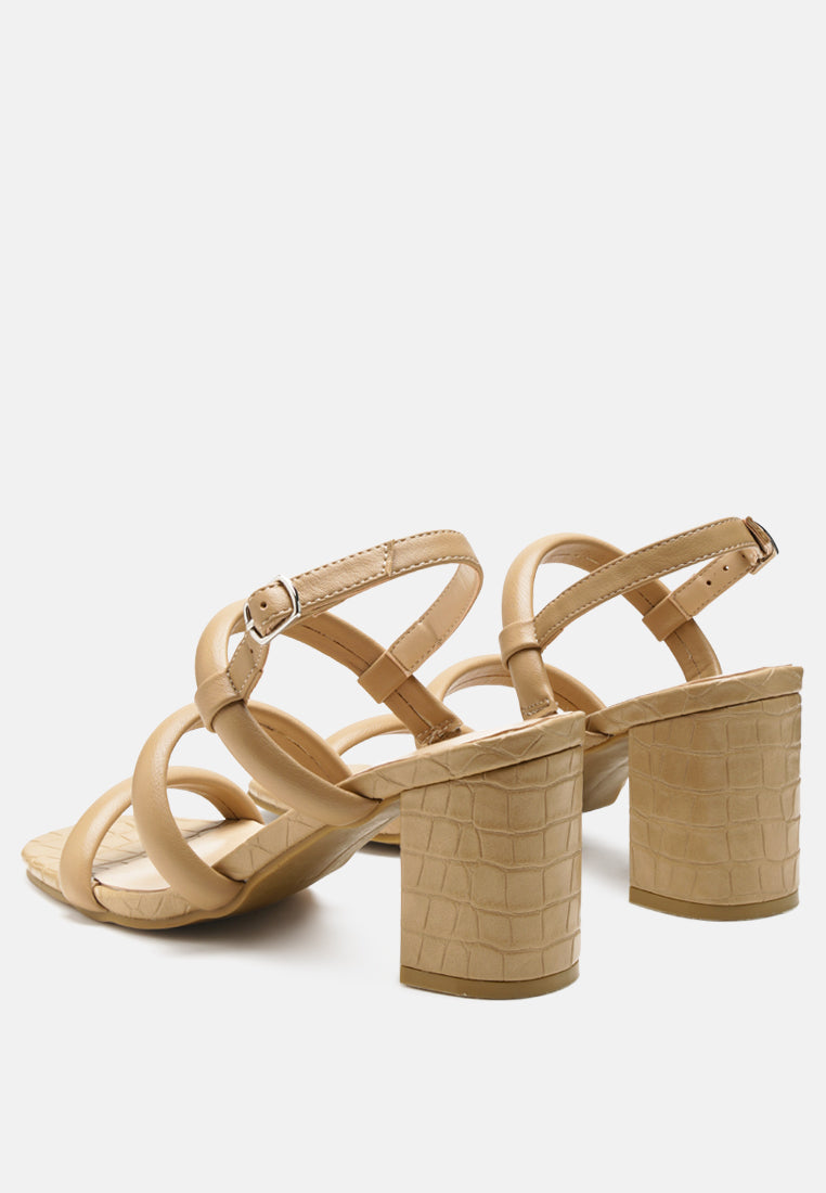 Slater Croc Block Heel Sandals